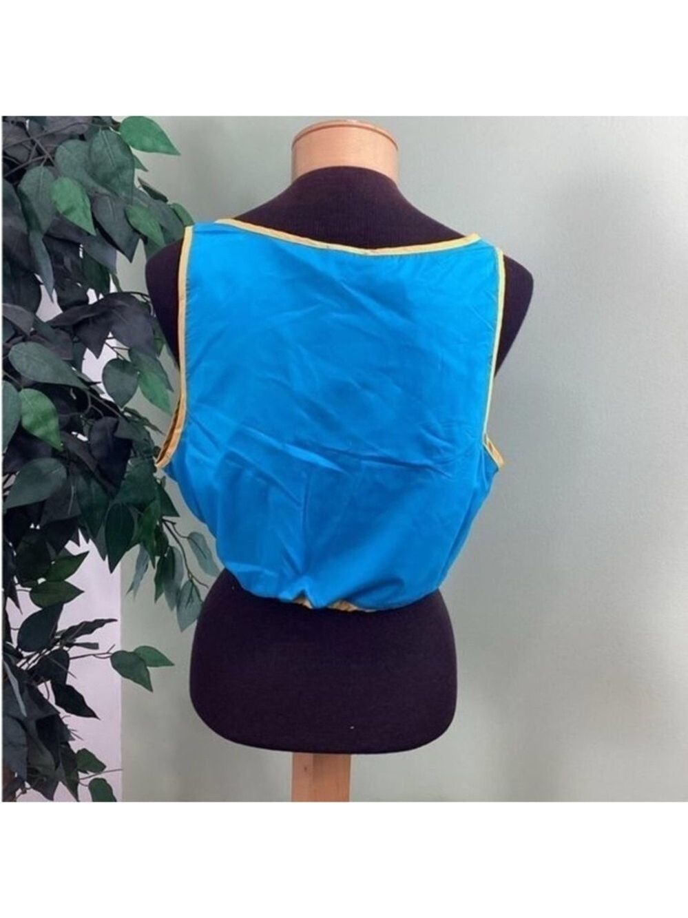 PSK Collective Blue Gold Colorblock Scoopneck Bra Top Drawstring Hem XXL NWT - Picture 2 of 14